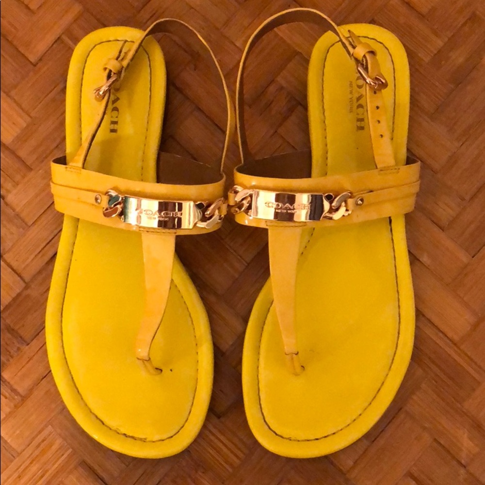 Yellow COACH sandals, size 6.5